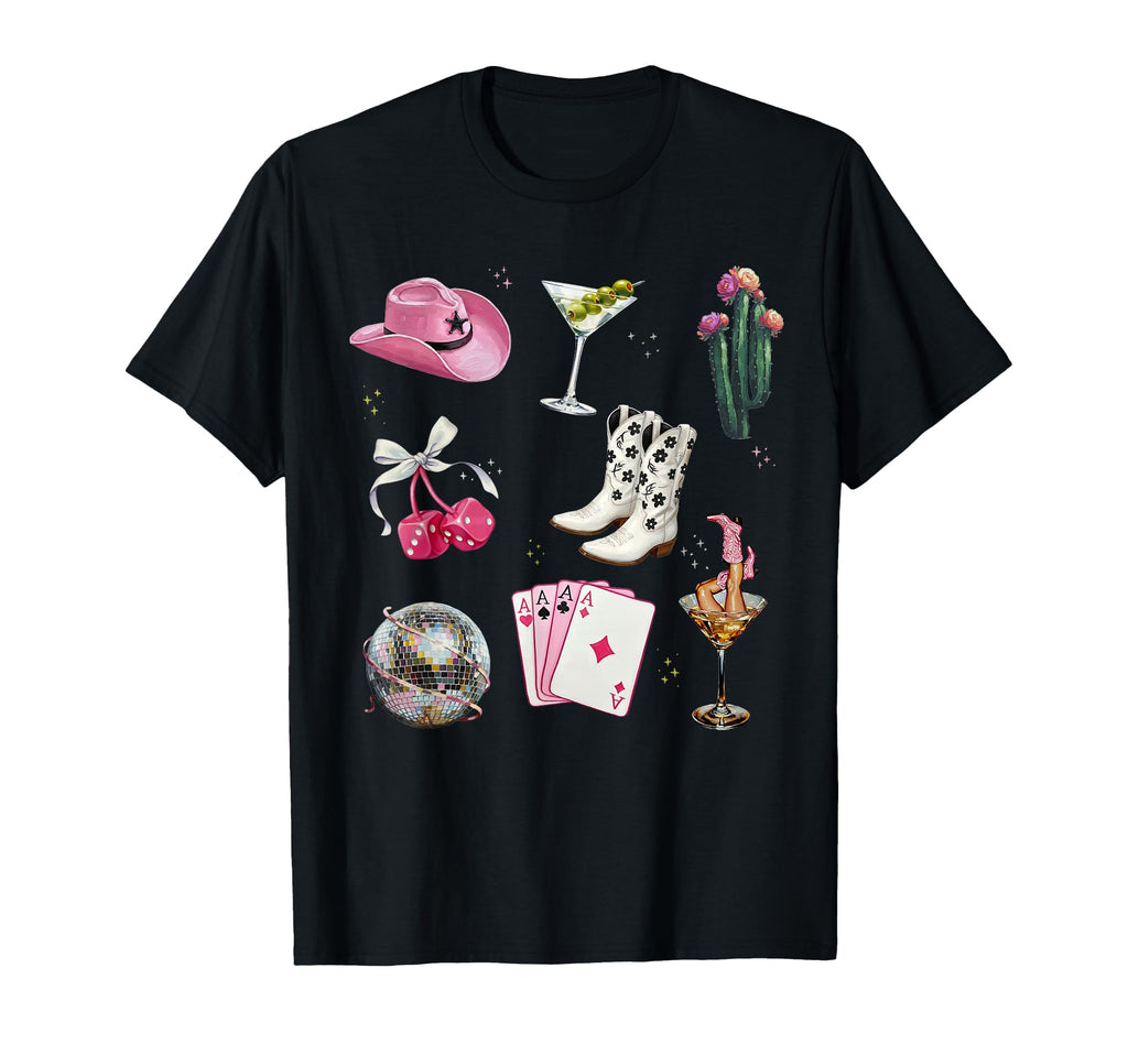 Cowgirl Pinup Art Martini Cowboy T-Shirt - Custom Art Print for Adults - T-Shirt, Sweatshirt, Hoodie