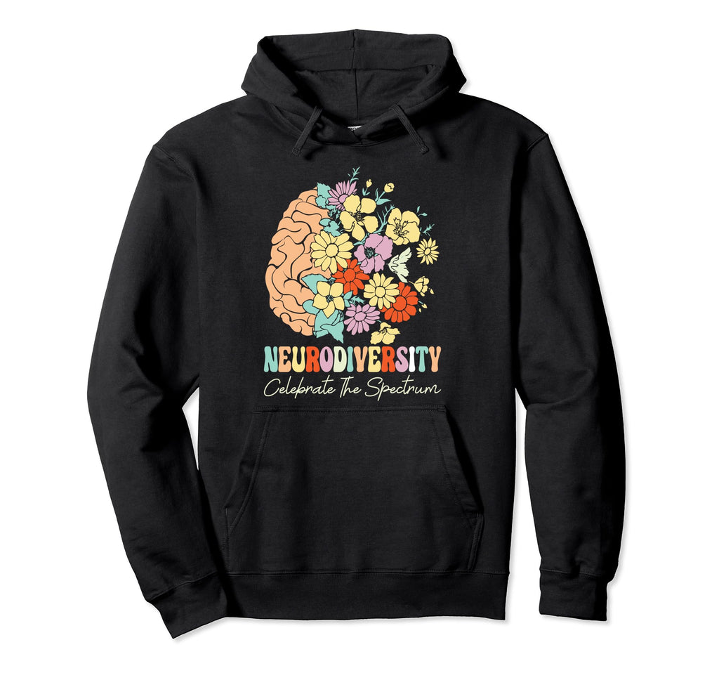 Neurodiversity Celebrate Spectrum Brain Hoodie - Fun Novelty Design Unisex - T-Shirt, Sweatshirt, Hoodie