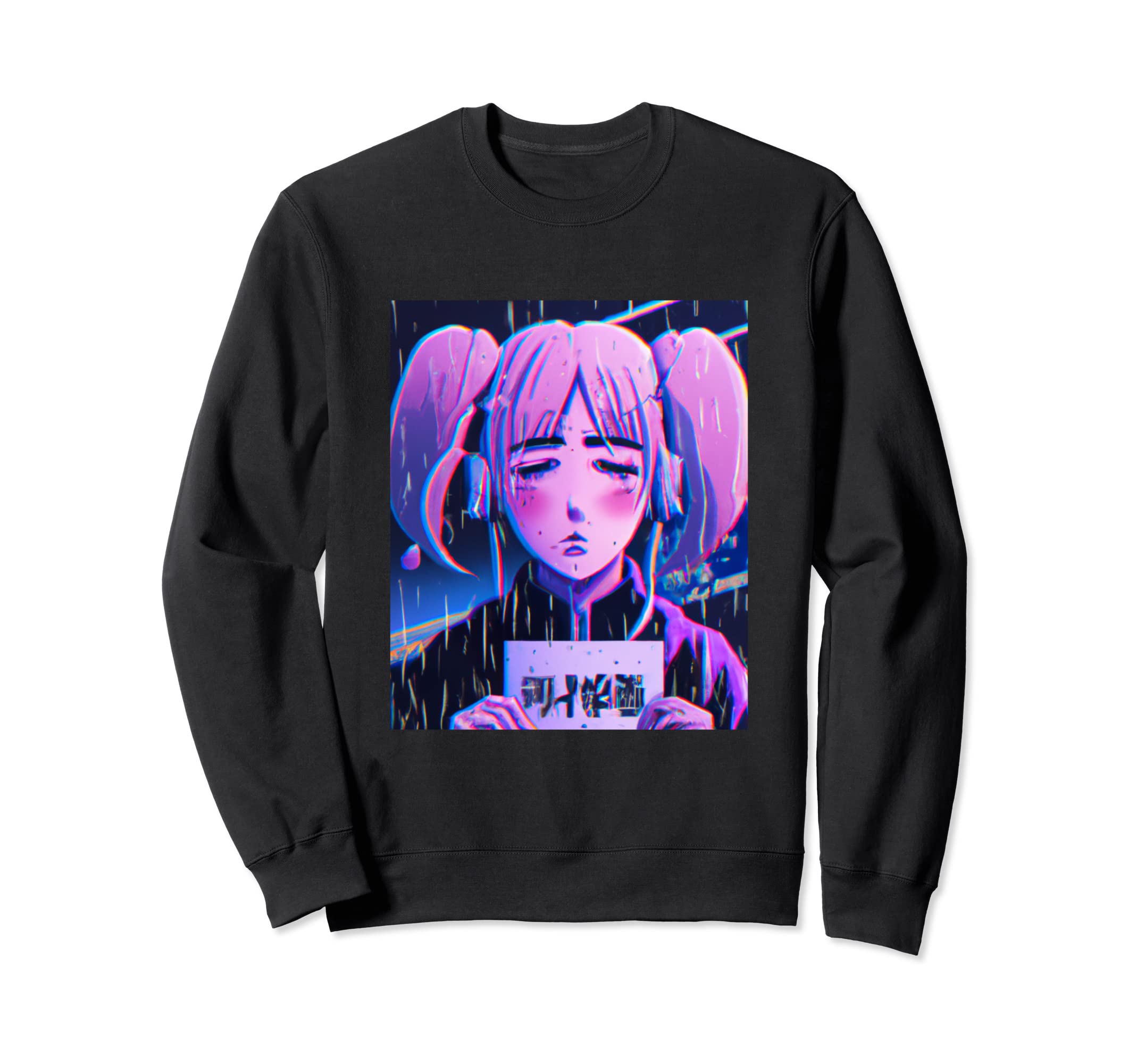 Pastel Aesthetic Anime Synthwave Sad Sweatshirt - Unique Graphic Unisex - T-Shirt, Sweatshirt, Hoodie