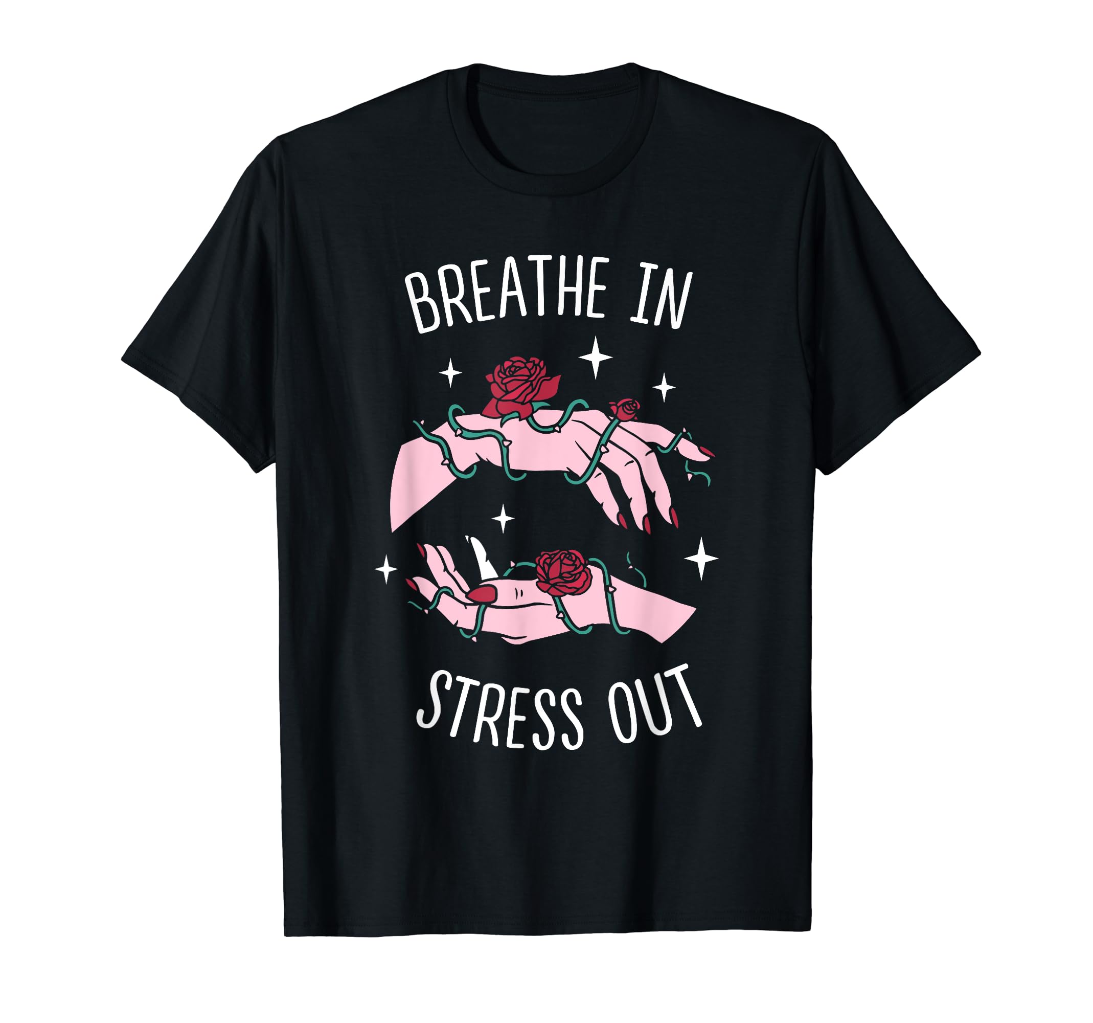 Breathe Stress Out Brain Awareness T-Shirt - Minimalist Print for Adults - T-Shirt, Sweatshirt, Hoodie