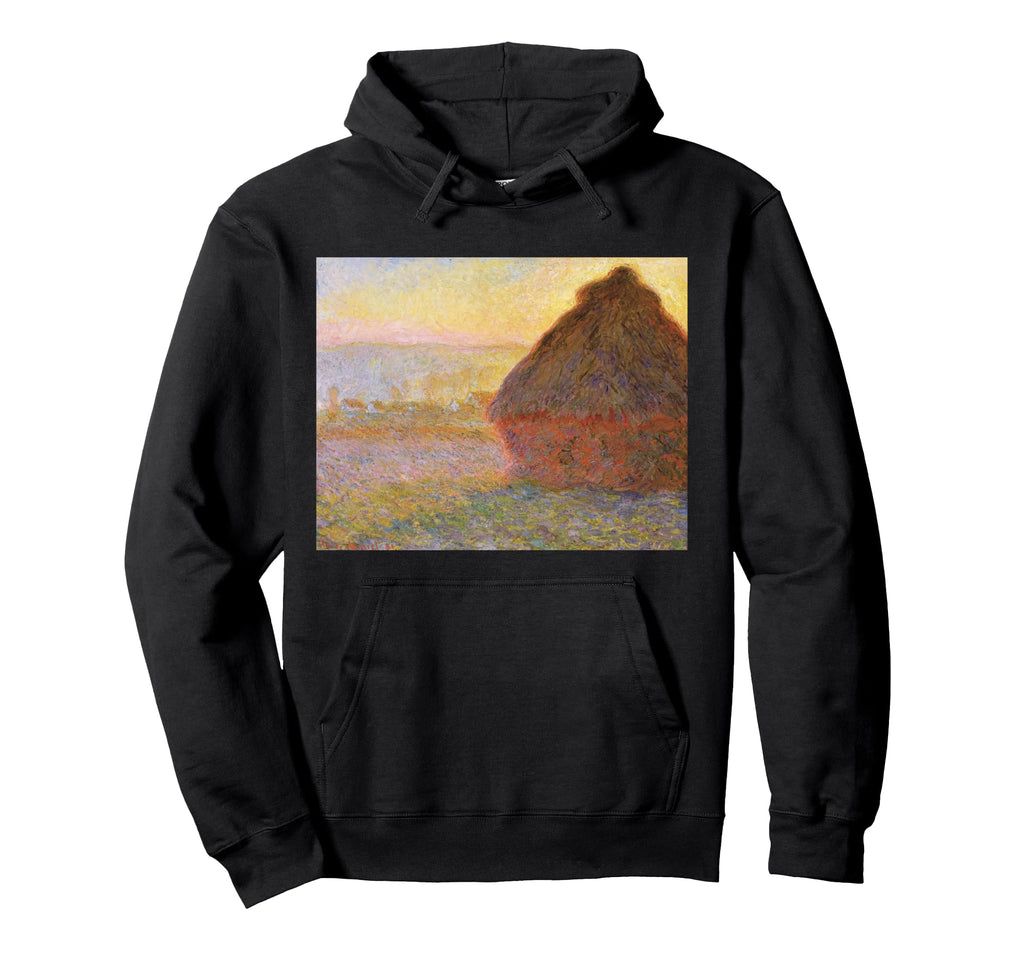 Haystacks Sunset Sunrise Impressionism Hoodie - Aesthetic Graphic Unisex - T-Shirt, Sweatshirt, Hoodie