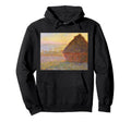 Haystacks Sunset Sunrise Impressionism Hoodie - Aesthetic Graphic Unisex - T-Shirt, Sweatshirt, Hoodie
