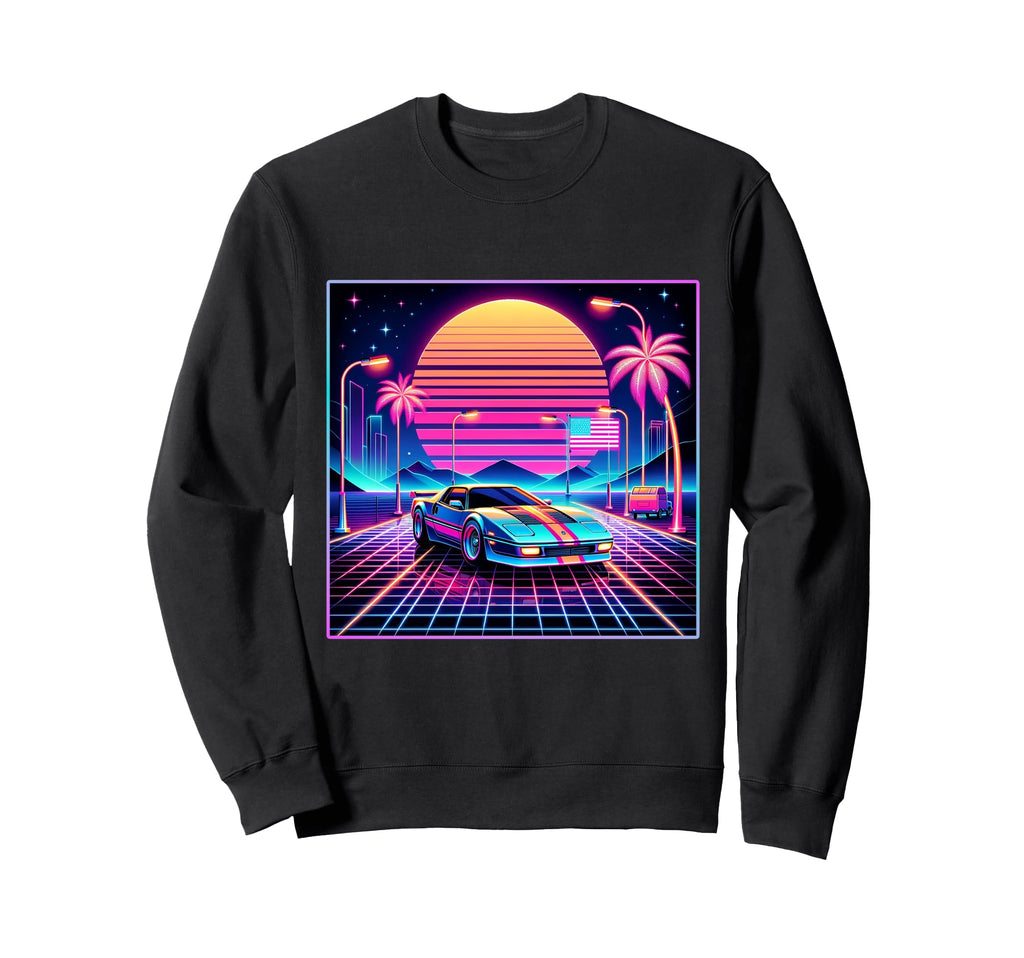 Sports Car Vaporwave Sweatshirt - Casual Everyday Wear for Adults - T-Shirt, Sweatshirt, Hoodie