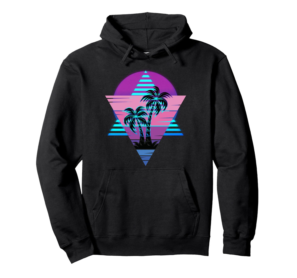80S Vaporwave Palm Trees Sunset Hoodie - Casual Everyday Wear for Adults - T-Shirt, Sweatshirt, Hoodie