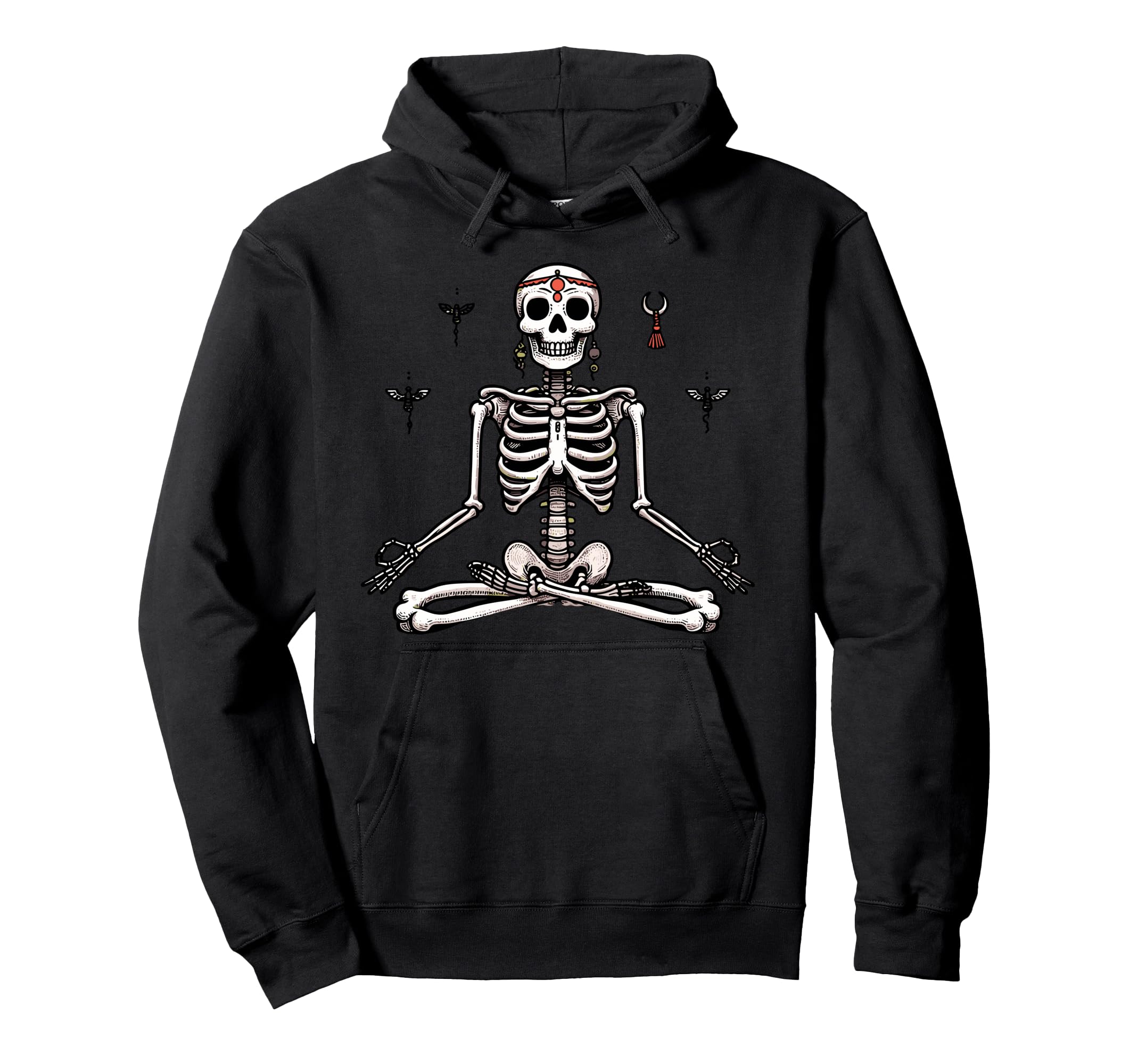 Meditation Skeleton Yoga Pose Relaxing Hoodie - Unique Graphic Unisex - T-Shirt, Sweatshirt, Hoodie