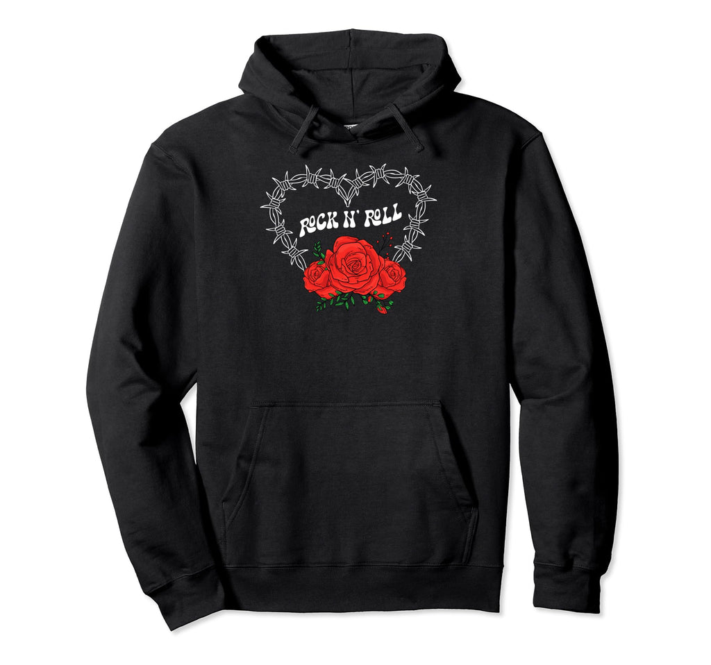 Typography Rose 80S 90S Rock Roll Hoodie - Graphic Print Men Women - T-Shirt, Sweatshirt, Hoodie