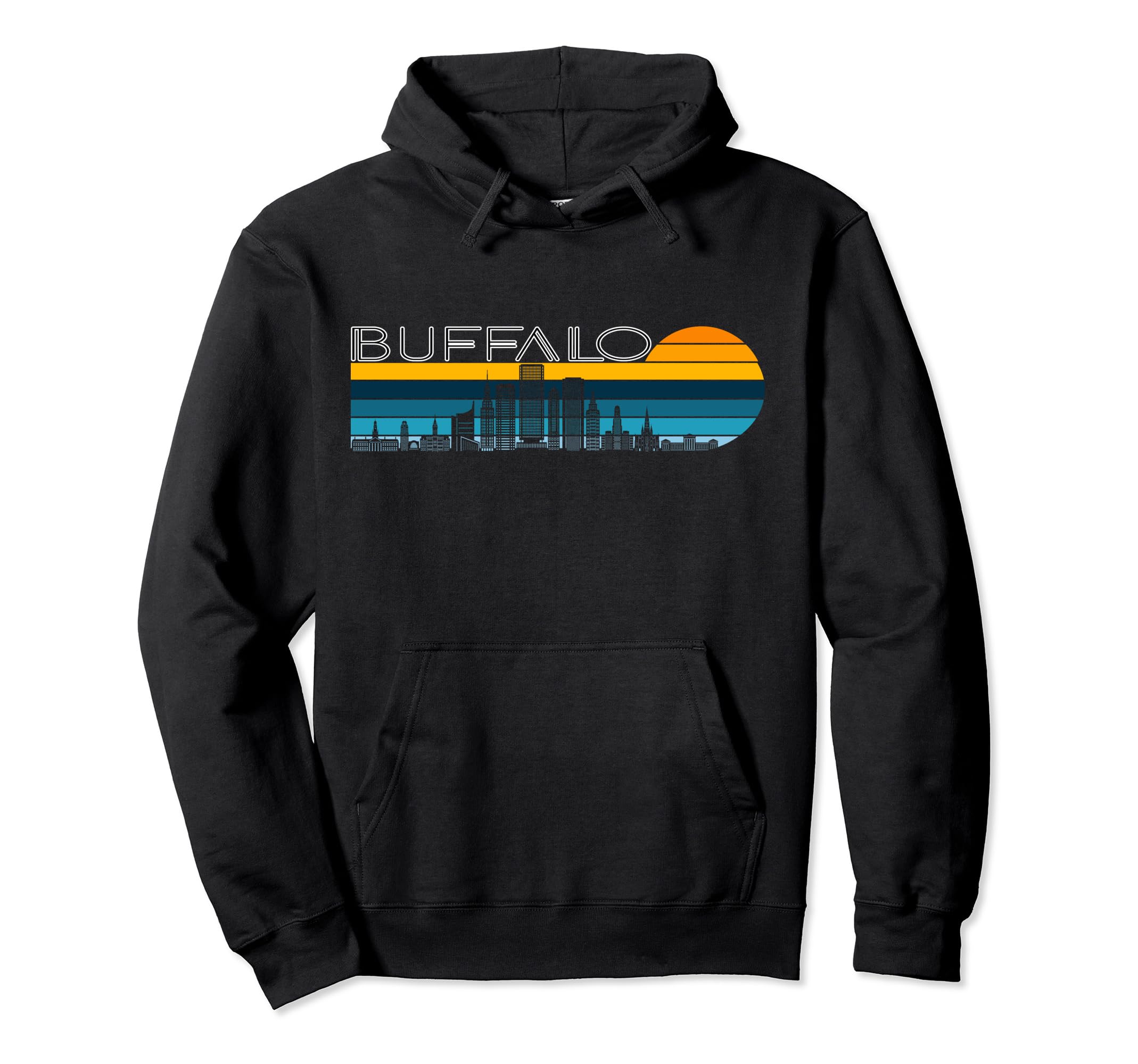 Buffalo Skyline Sunset Cityscape New York Hoodie - Aesthetic Graphic Unisex - T-Shirt, Sweatshirt, Hoodie