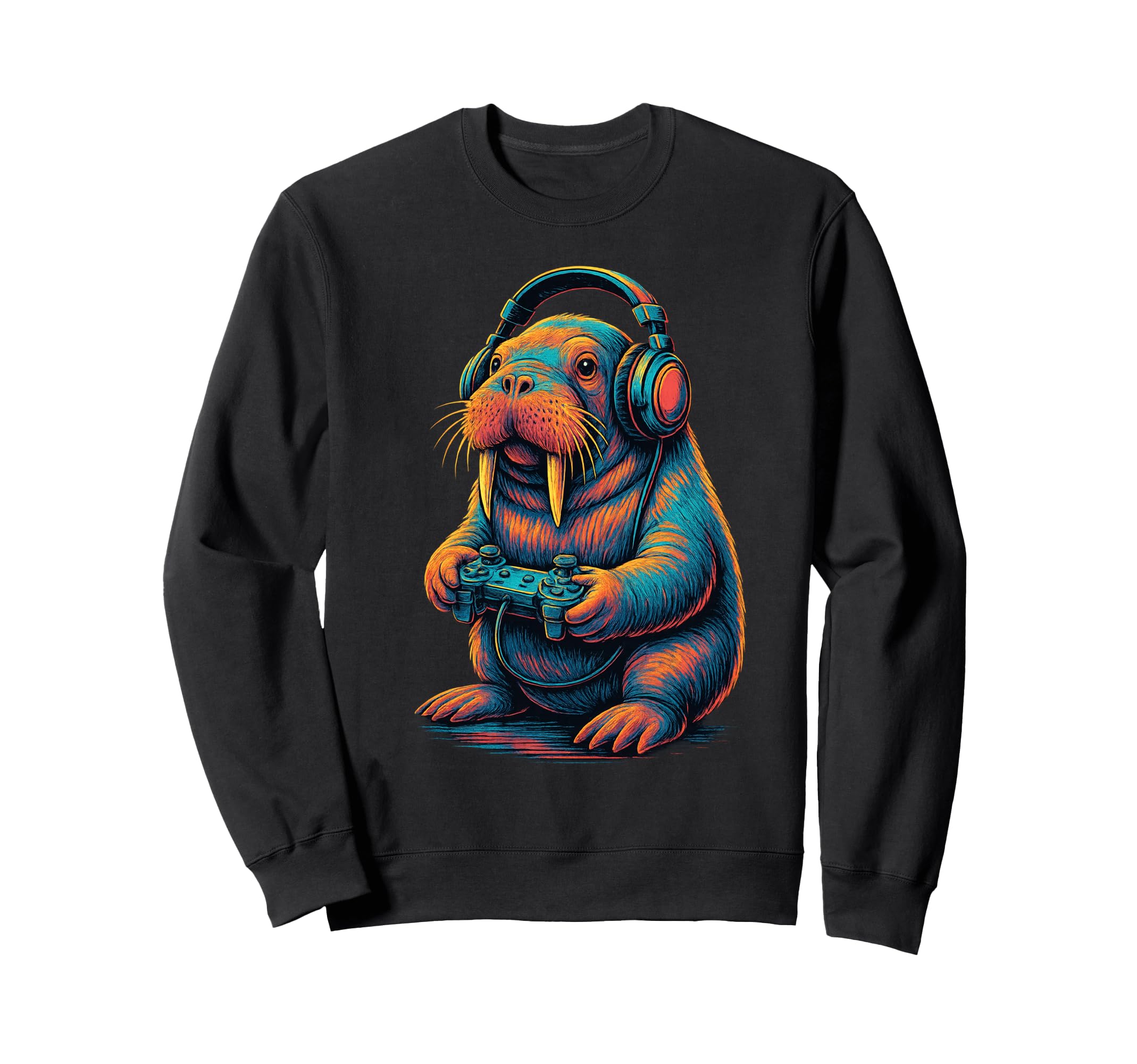 Walrus Gamer Gaming Animal Lover Sweatshirt - Trendy Graphic Unisex - T-Shirt, Sweatshirt, Hoodie
