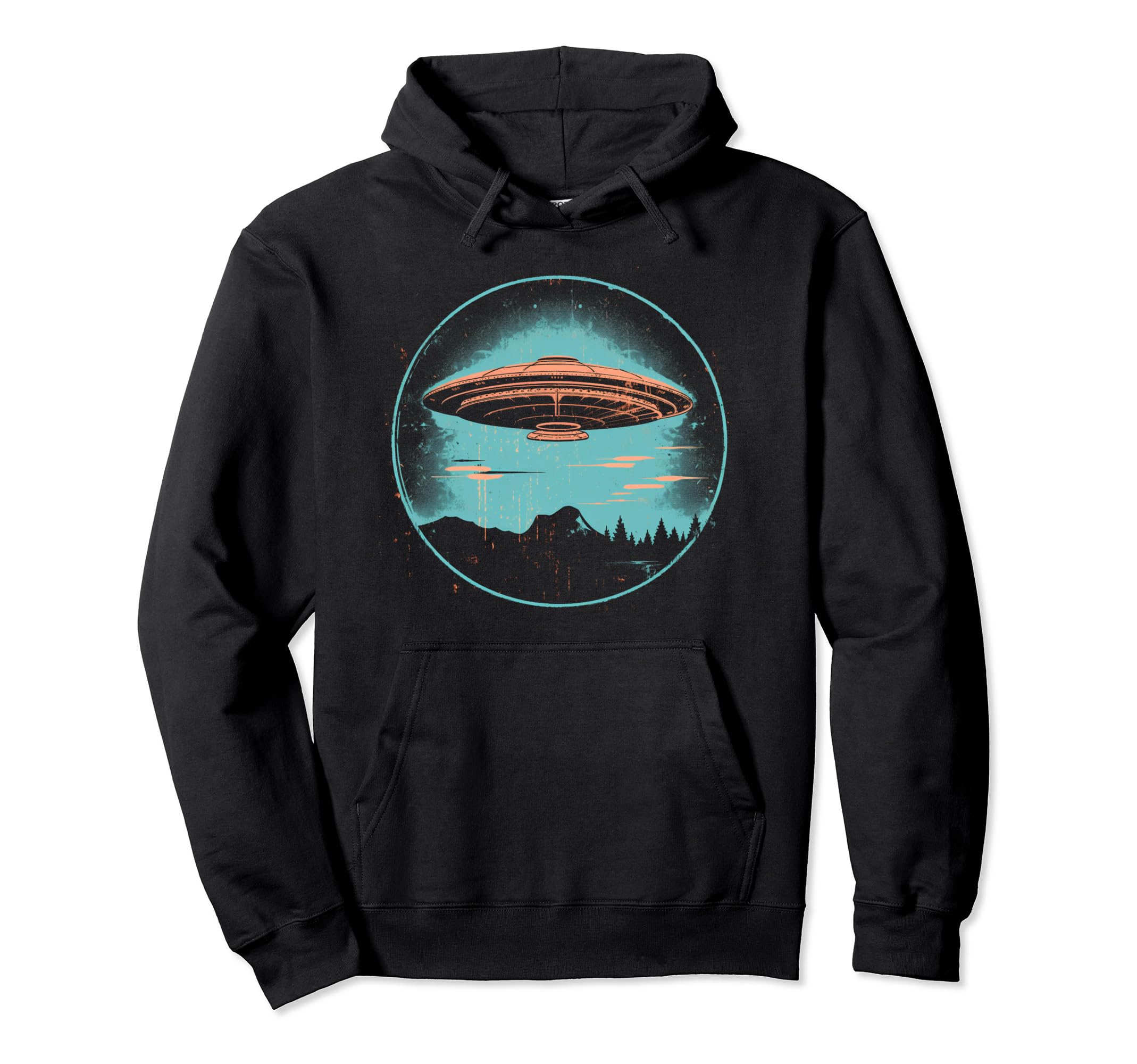Ufo Alien Space Distressed Vibes 11 Hoodie - Trendy Graphic Unisex - T-Shirt, Sweatshirt, Hoodie
