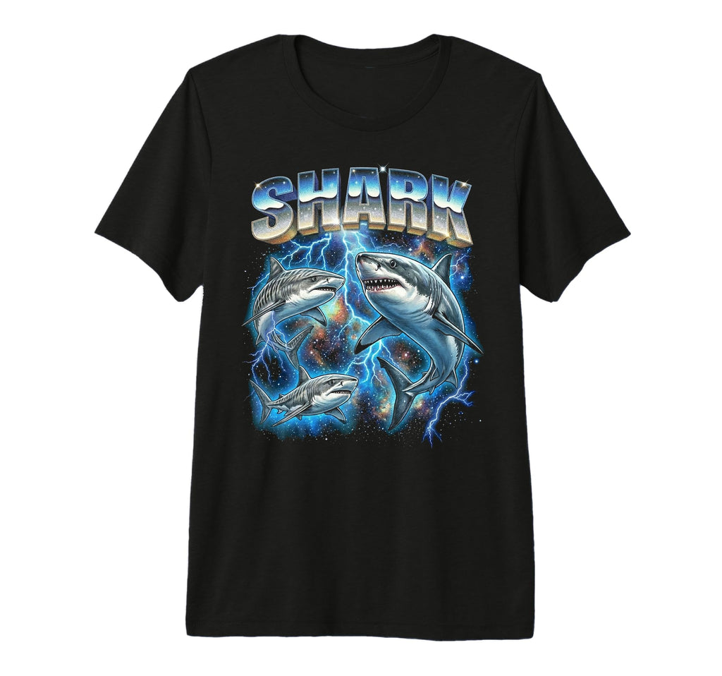 Shark 80S Funny Shark Lover 90S Tri T-Shirt - Custom Art Print for Adults - T-Shirt, Sweatshirt, Hoodie