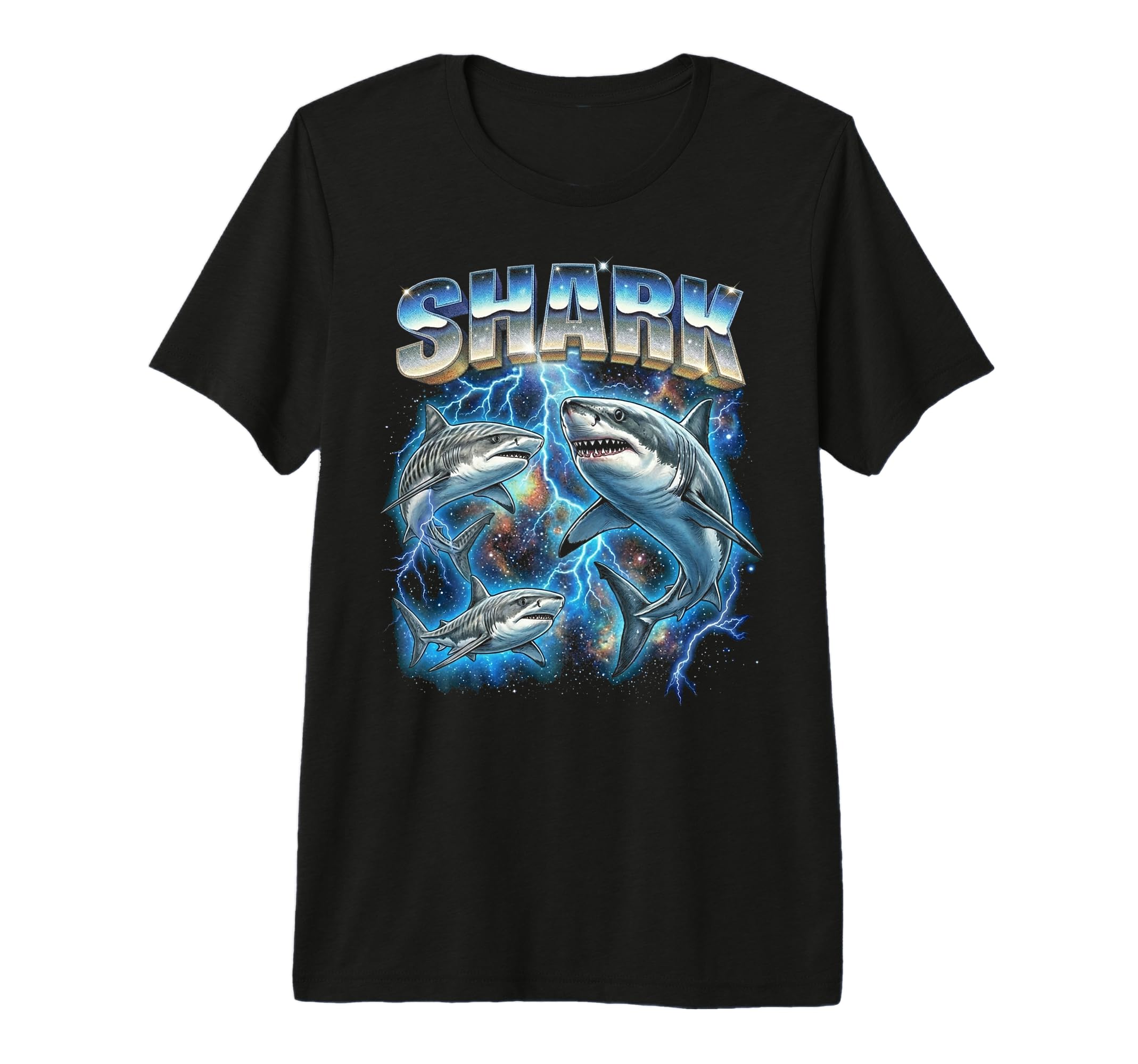Shark 80S Funny Shark Lover 90S Tri T-Shirt - Custom Art Print for Adults - T-Shirt, Sweatshirt, Hoodie