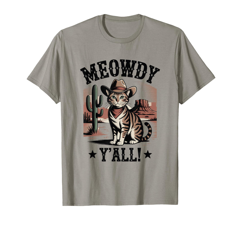 Meowdy You All Whiskers Wind Cowboy T-Shirt - Minimalist Print Unisex - T-Shirt, Sweatshirt, Hoodie