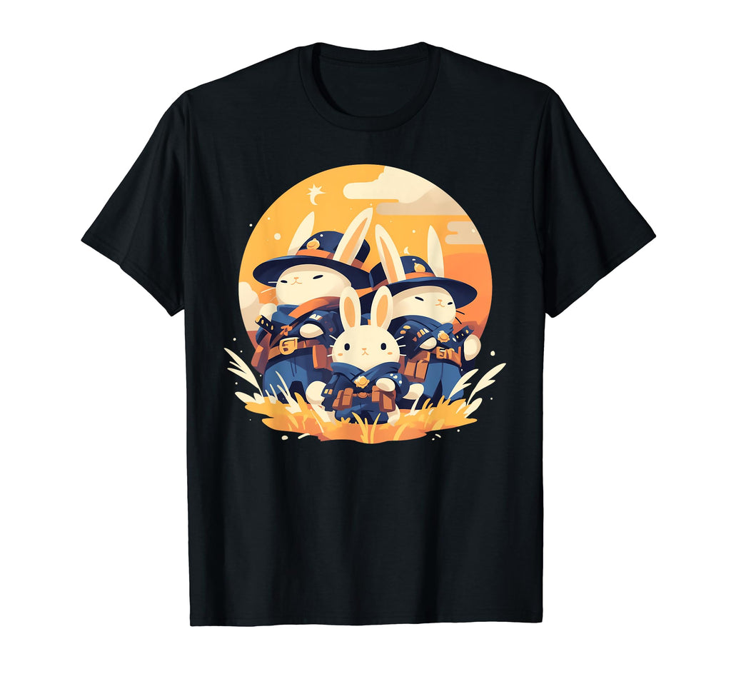 Rabbit Howling Moon Cowboy Funny T-Shirt - Unique Graphic for Adults - T-Shirt, Sweatshirt, Hoodie