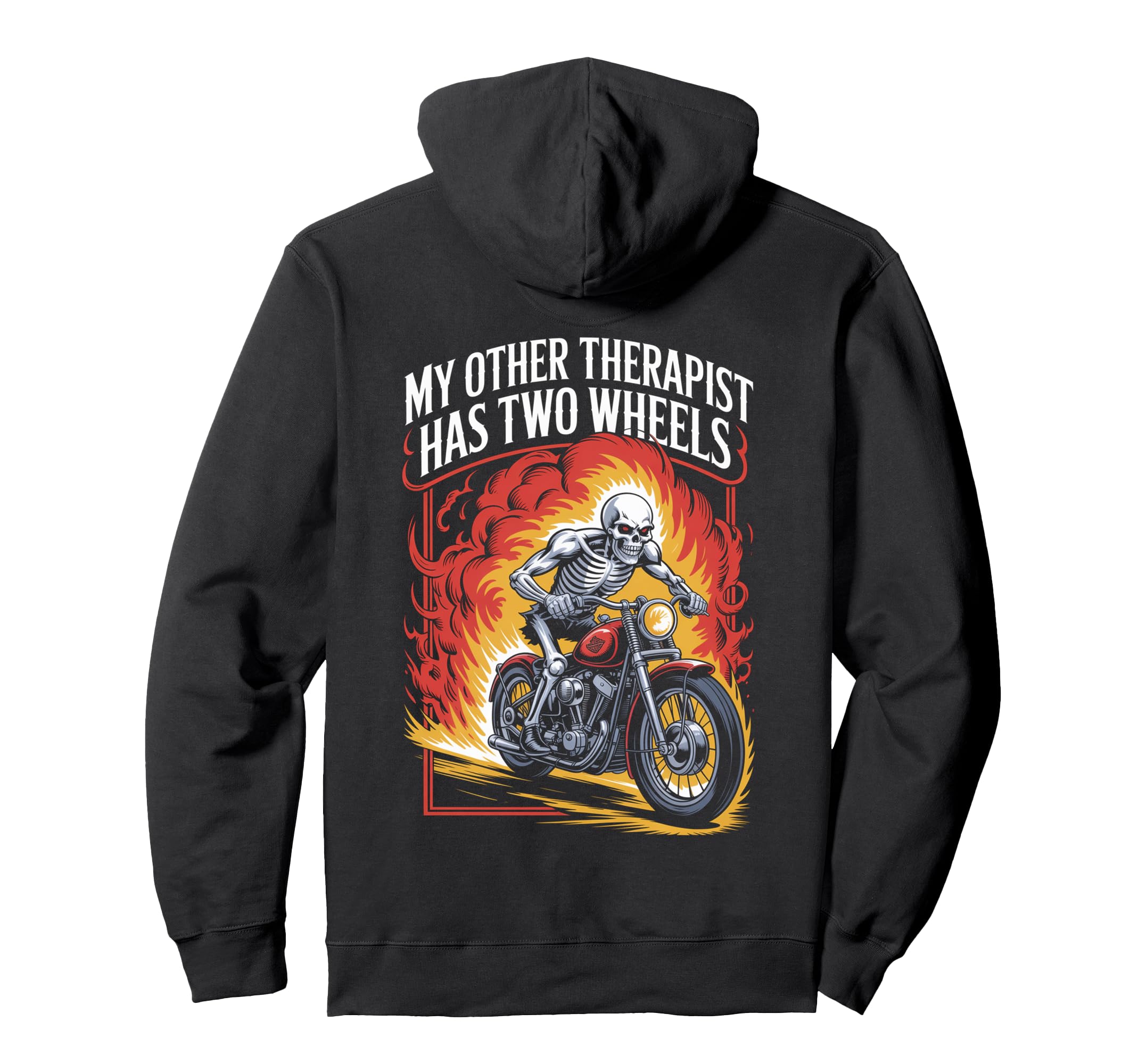Funny Motorcycle Riding Biker Skeleton Hoodie - Graphic Print Unisex - T-Shirt, Sweatshirt, Hoodie