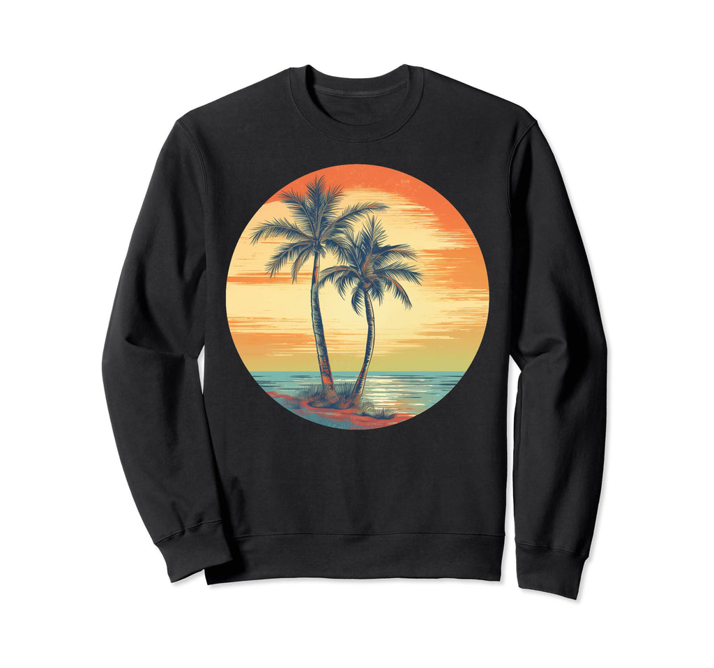 Summer Palm Tree Tropical Beach Sweatshirt - Minimalist Print Men Women - T-Shirt, Sweatshirt, Hoodie