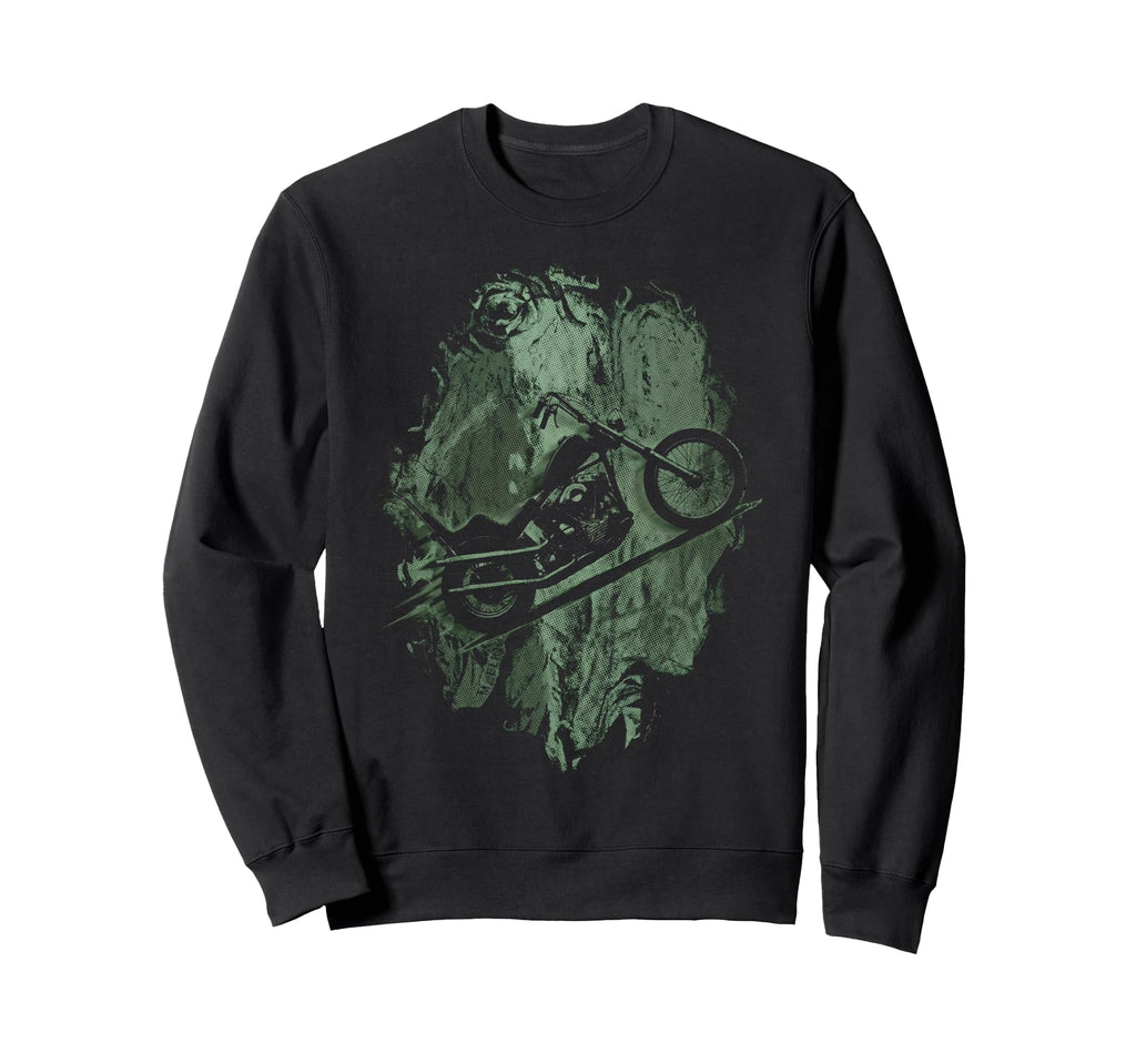 Chopper Motorcycle Grunge Biker Sweatshirt - Minimalist Print Men Women - T-Shirt, Sweatshirt, Hoodie