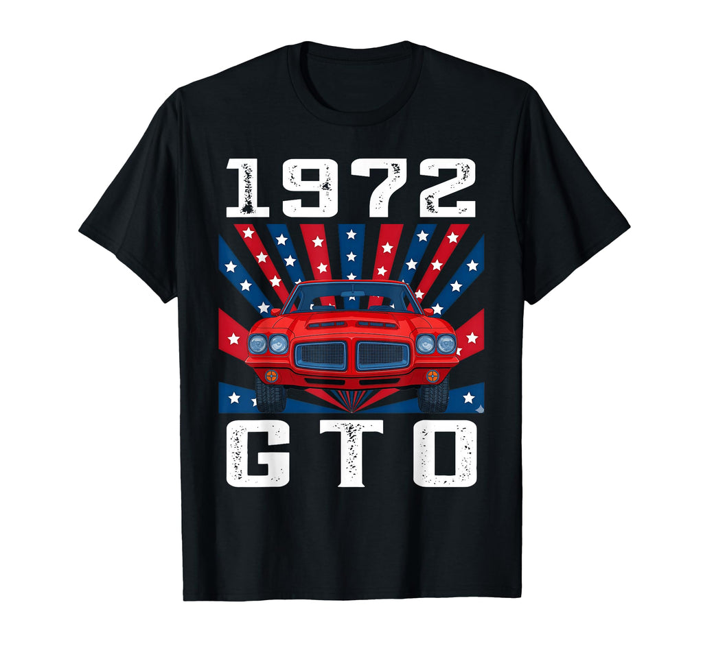 72 1972 Gto American Flag Silhouette T-Shirt - Custom Art Print for Adults - T-Shirt, Sweatshirt, Hoodie