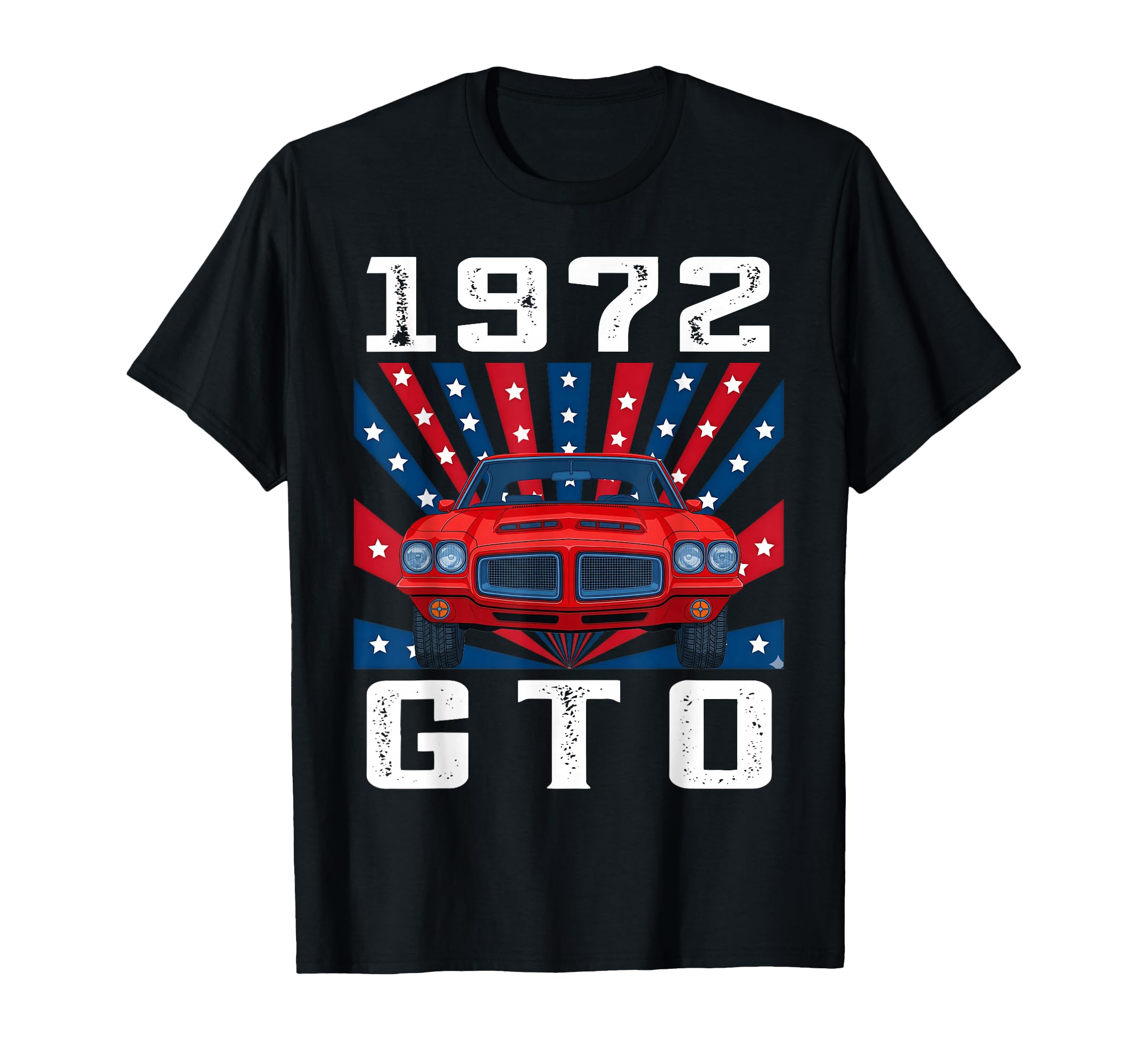 72 1972 Gto American Flag Silhouette T-Shirt - Custom Art Print for Adults - T-Shirt, Sweatshirt, Hoodie