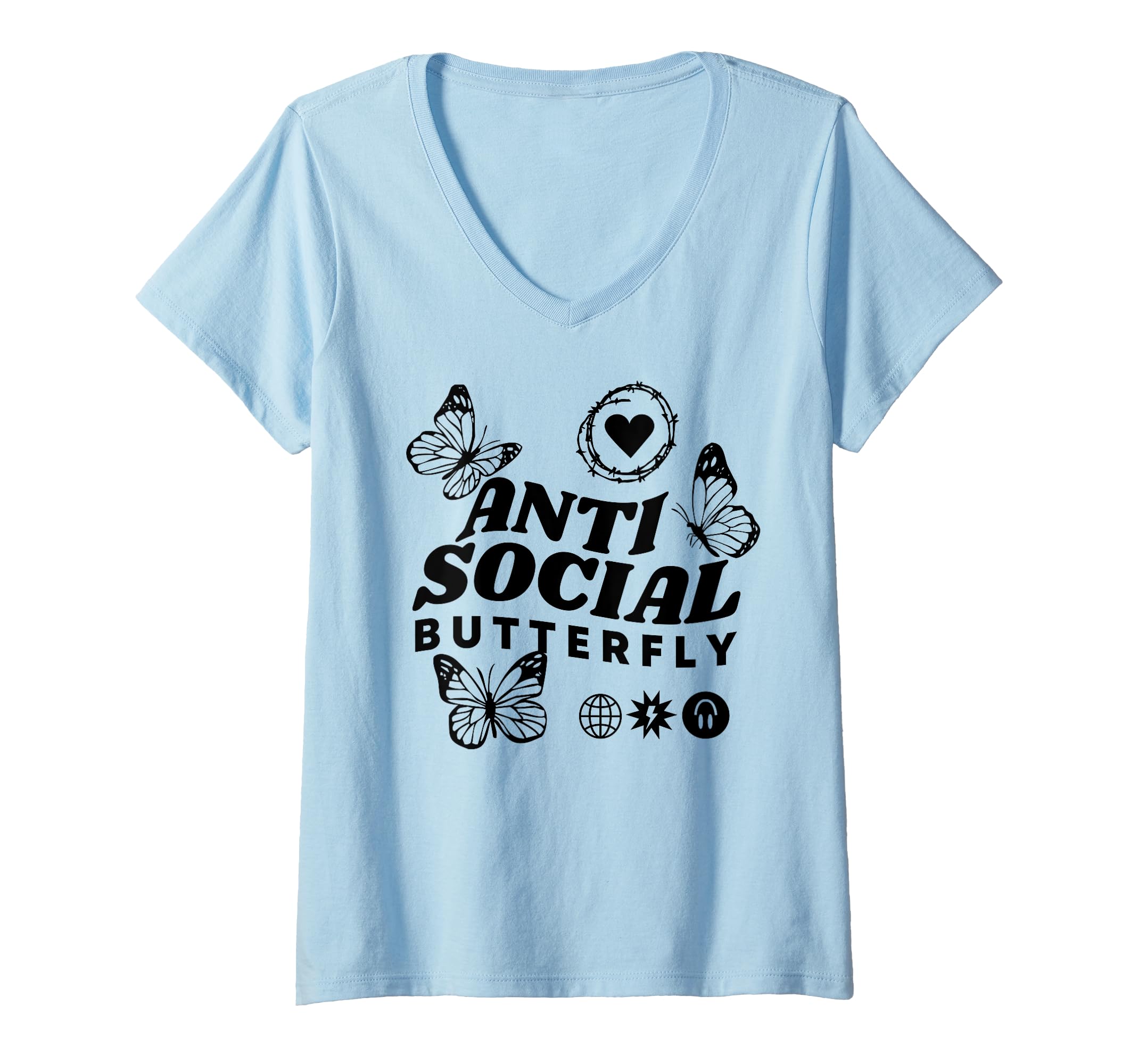 Womens Anti Social Butterfly Goth T-Shirt - Graphic Print for Adults - T-Shirt, Sweatshirt, Hoodie