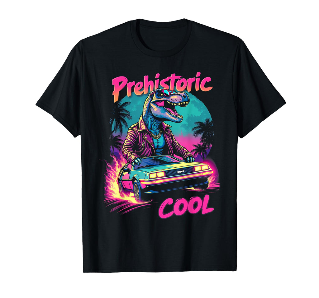 80S 70S Car T Rex Dinosaur Aesthetic T-Shirt - Trendy Graphic Men Women - T-Shirt, Sweatshirt, Hoodie