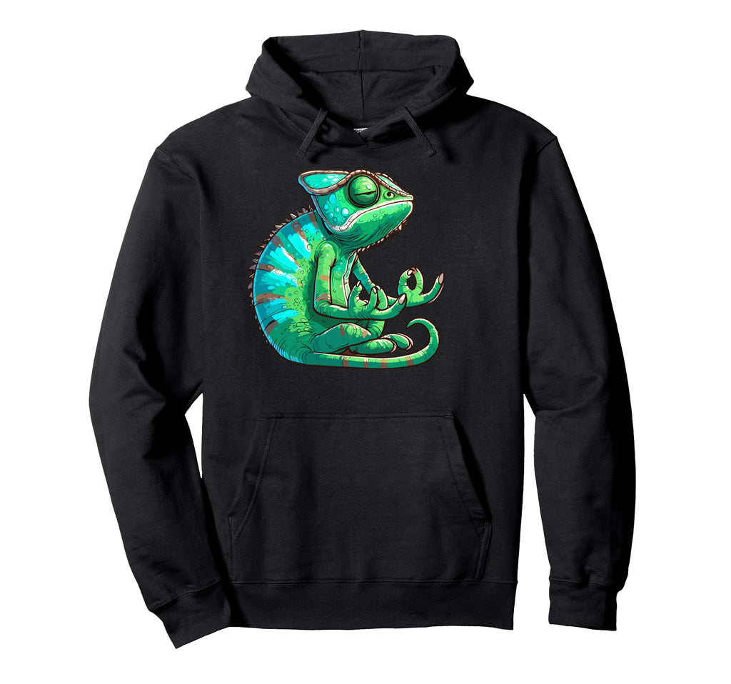 Meditation Chameleon Yoga Pose Hoodie - Aesthetic Graphic Men Women - T-Shirt, Sweatshirt, Hoodie