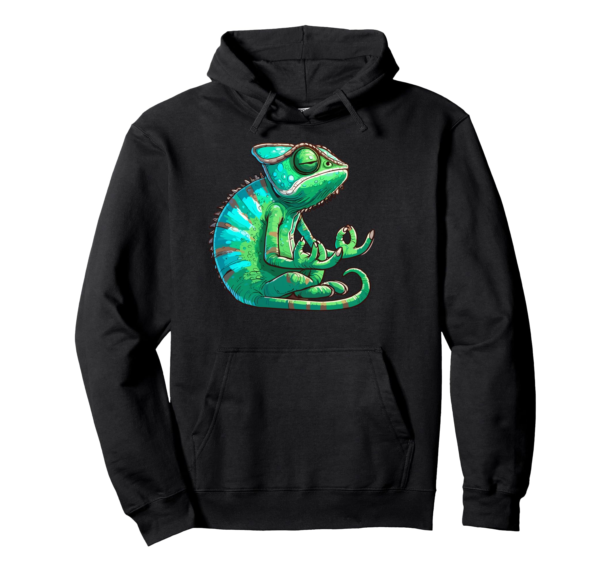 Meditation Chameleon Yoga Pose Hoodie - Aesthetic Graphic Men Women - T-Shirt, Sweatshirt, Hoodie