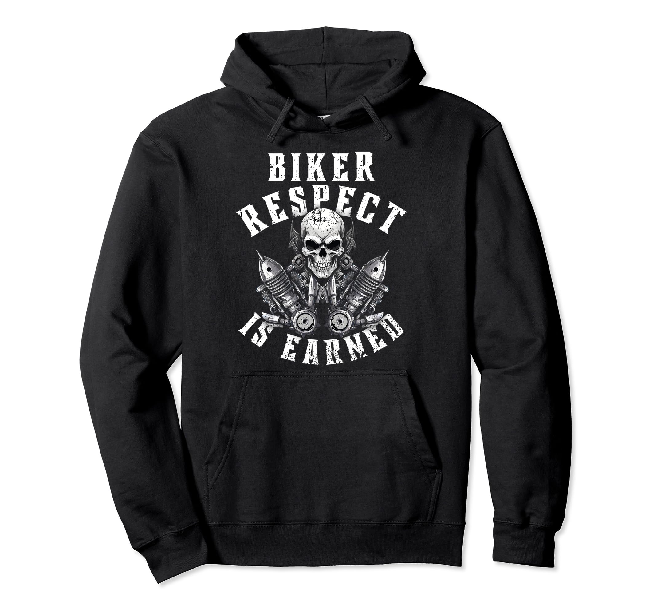 Motorcycle Skull Biker Respect Is Hoodie - Aesthetic Graphic Men Women - T-Shirt, Sweatshirt, Hoodie