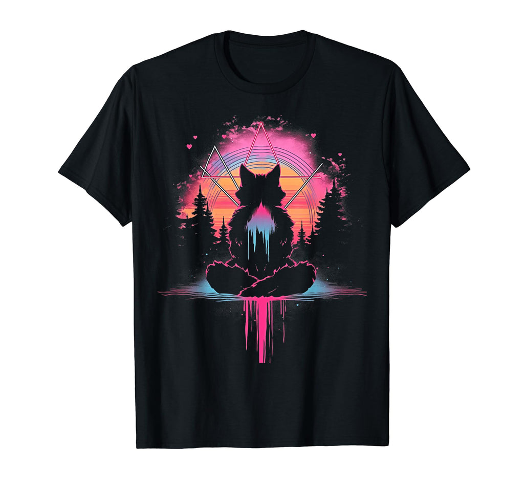 Synthwave Cat Samurai Mediation T-Shirt - Streetwear Style Men Women - T-Shirt, Sweatshirt, Hoodie
