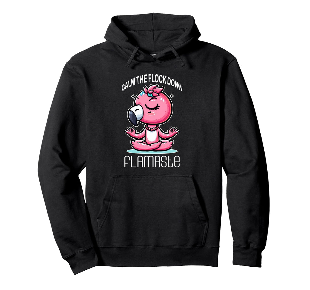 Flamaste Funny Flamingo Meditation Zen Hoodie - Minimalist Print Men Women - T-Shirt, Sweatshirt, Hoodie