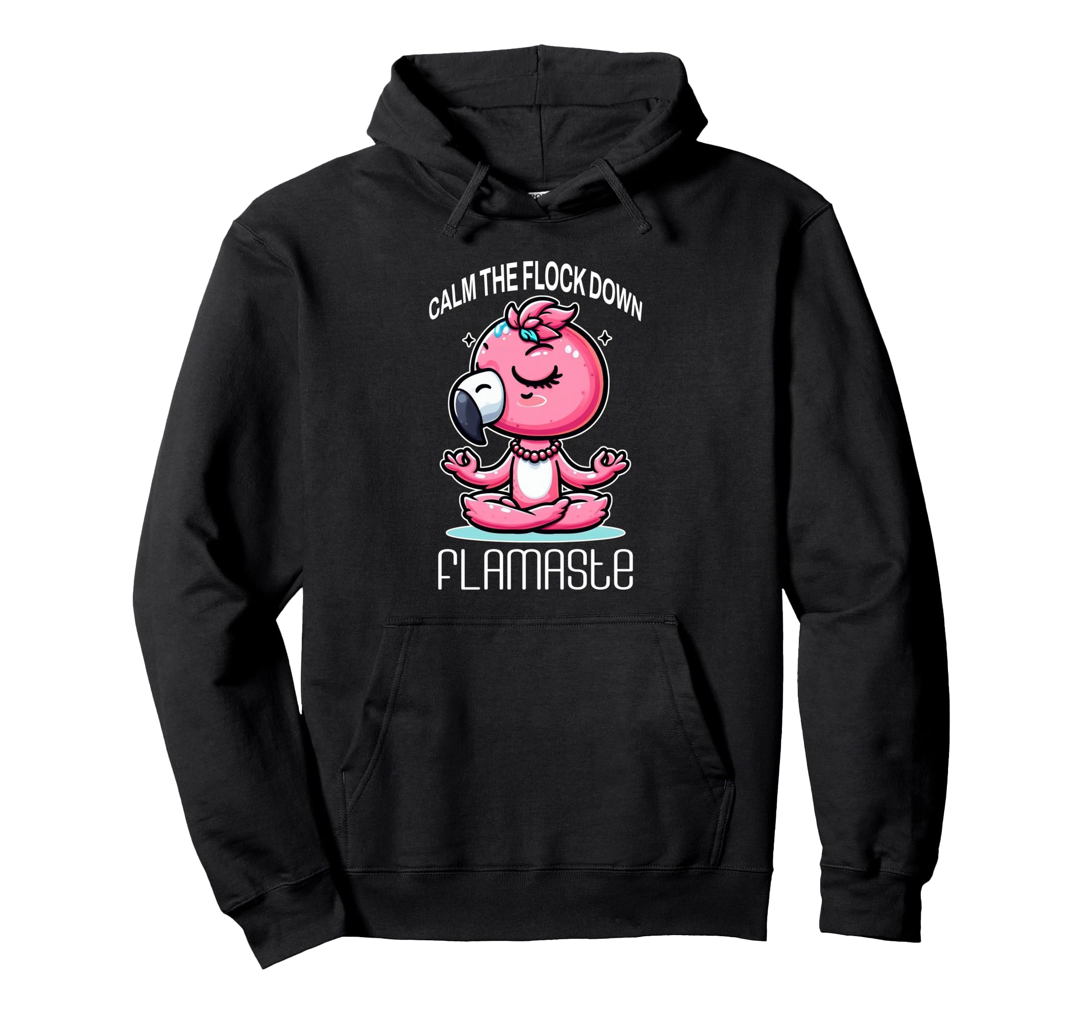 Flamaste Funny Flamingo Meditation Zen Hoodie - Minimalist Print Men Women - T-Shirt, Sweatshirt, Hoodie