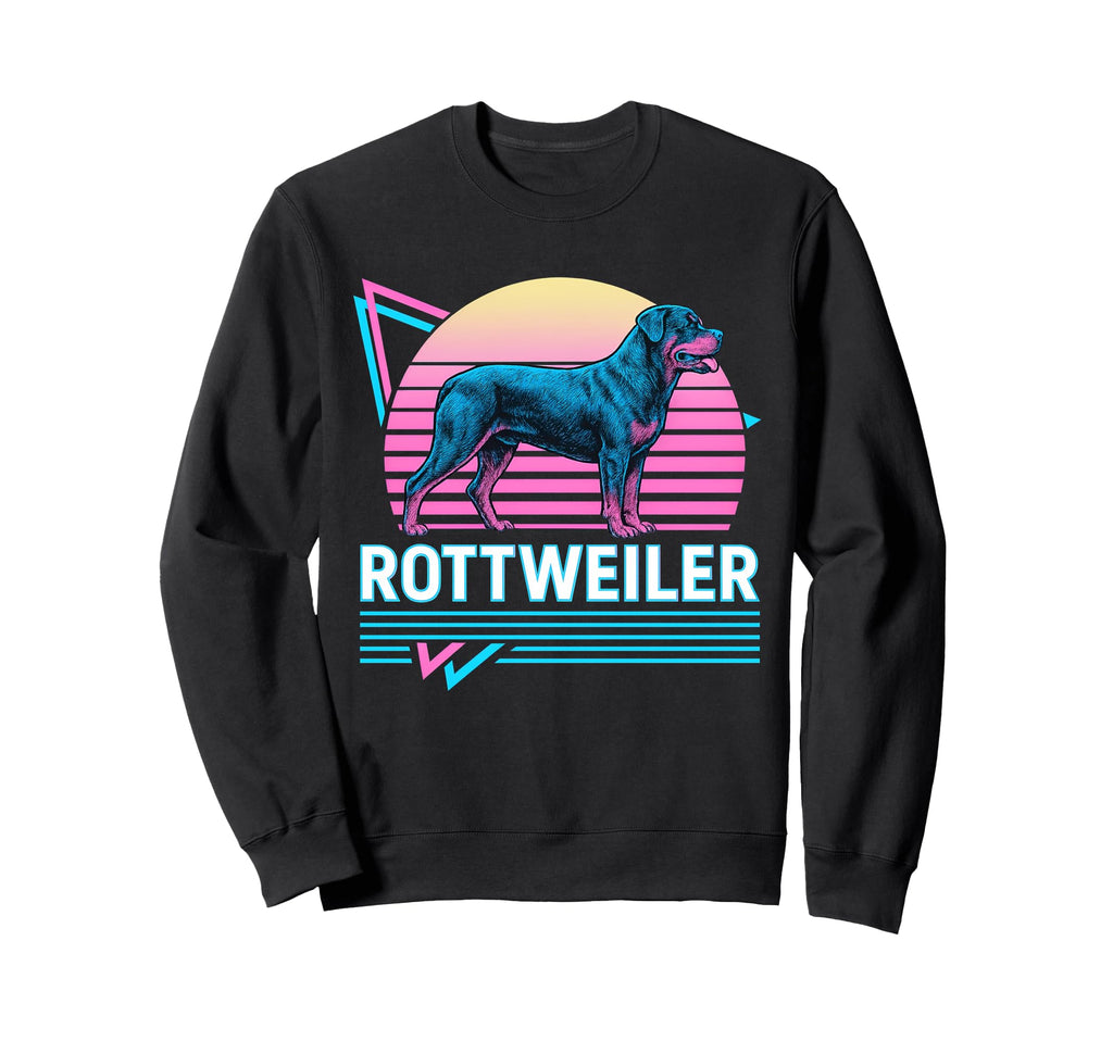 Rottweiler Synthwave Aesthetic Dog Lover Sweatshirt - Trendy Graphic Unisex - T-Shirt, Sweatshirt, Hoodie
