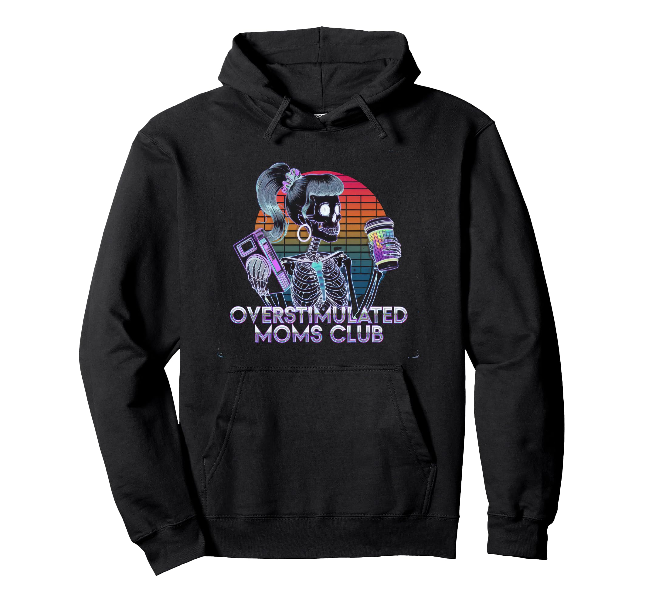 Overstimulated Moms Club Mom Hoodie - Minimalist Print for Adults - T-Shirt, Sweatshirt, Hoodie