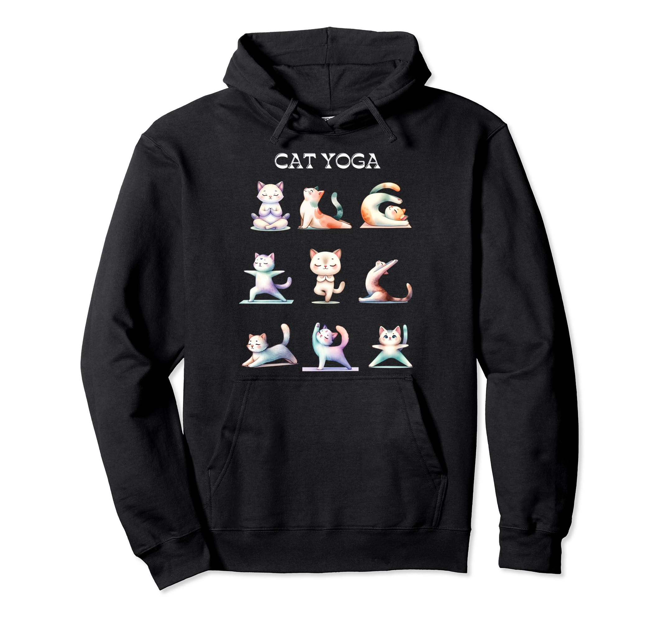 Cat Yoga Poses Practicing Mindfulness Hoodie - Custom Art Print Men Women - T-Shirt, Sweatshirt, Hoodie