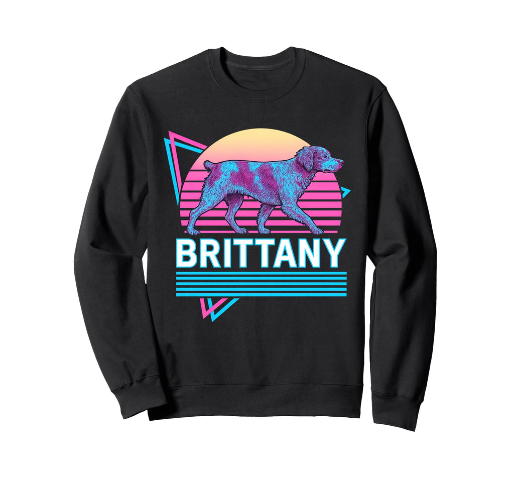 Brittany Spaniel Synthwave Sweatshirt - Minimalist Print for Adults - T-Shirt, Sweatshirt, Hoodie