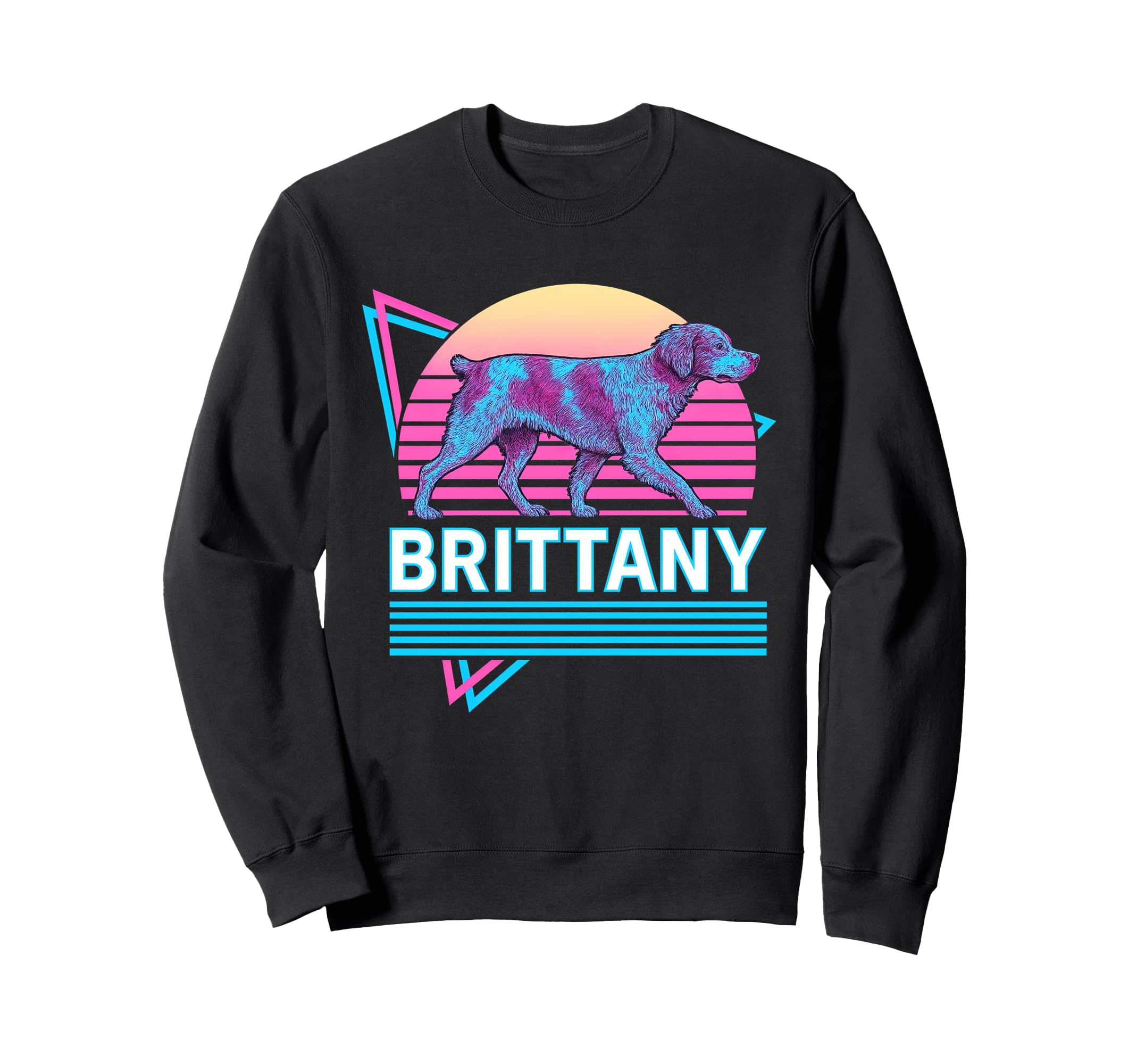 Brittany Spaniel Synthwave Sweatshirt - Minimalist Print for Adults - T-Shirt, Sweatshirt, Hoodie