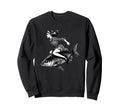 Sailor Riding Fish Engraving Art Sweatshirt - Minimalist Print for Adults - T-Shirt, Sweatshirt, Hoodie