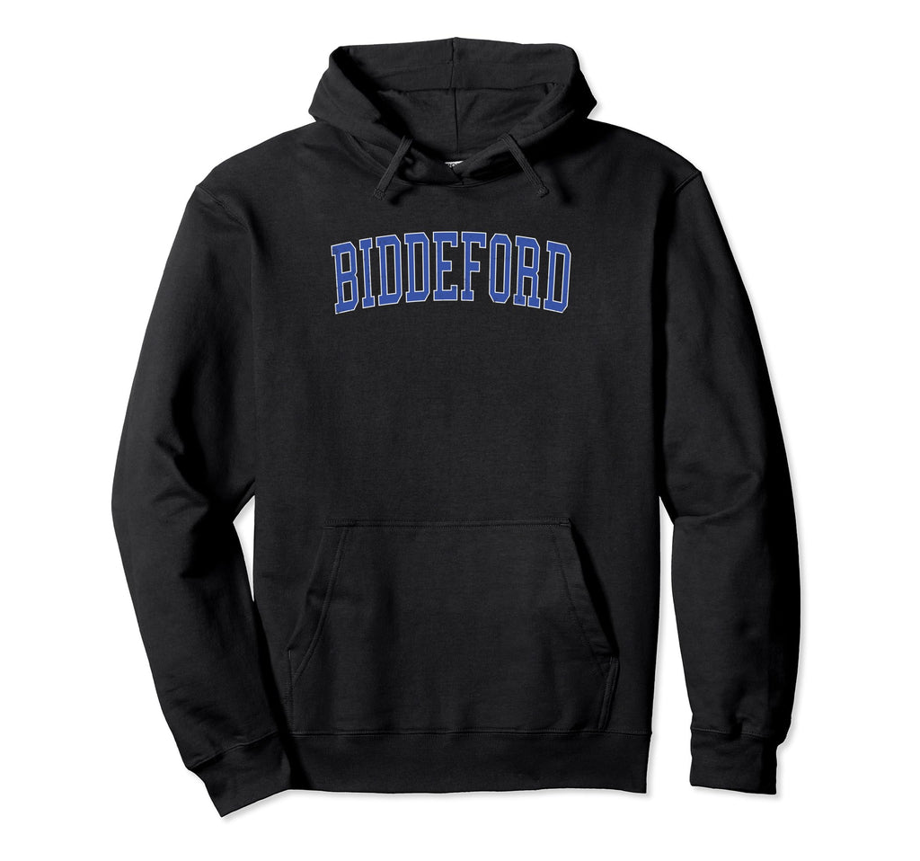 Biddeford Me Distressed Blue Varsity Hoodie - Graphic Print Unisex - T-Shirt, Sweatshirt, Hoodie