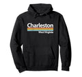 Charleston West Virginia Worn Stripes Hoodie - Trendy Graphic Unisex - T-Shirt, Sweatshirt, Hoodie