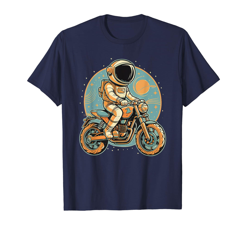 Astronaut Riding Motorcycle Space T-Shirt - Minimalist Print Men Women - T-Shirt, Sweatshirt, Hoodie