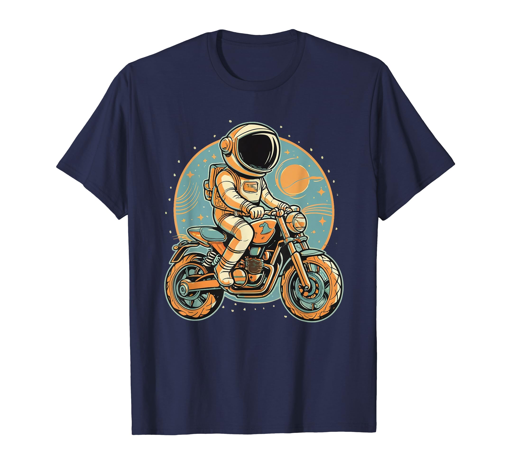Astronaut Riding Motorcycle Space T-Shirt - Minimalist Print Men Women - T-Shirt, Sweatshirt, Hoodie
