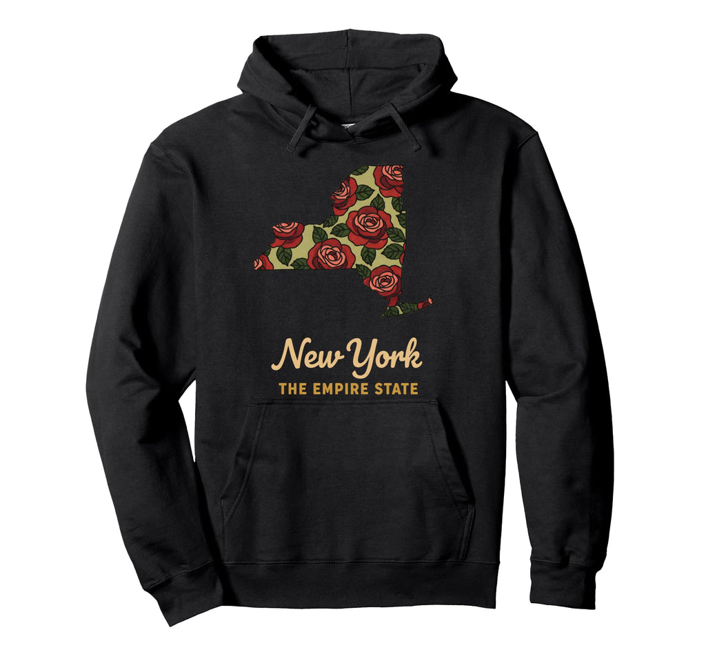 New York Floral State Outline Botanical Hoodie - Trendy Graphic Unisex - T-Shirt, Sweatshirt, Hoodie