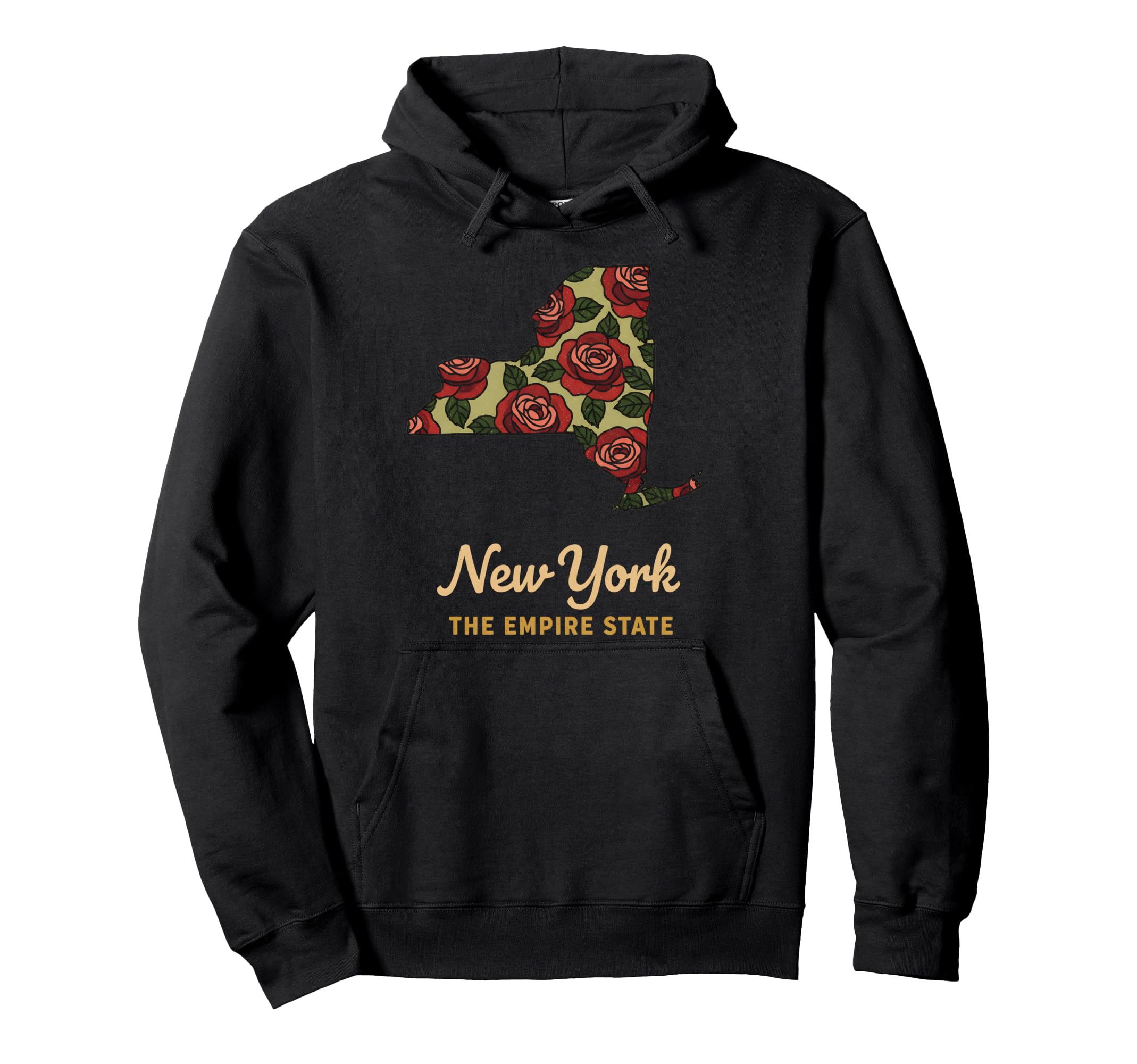 New York Floral State Outline Botanical Hoodie - Trendy Graphic Unisex - T-Shirt, Sweatshirt, Hoodie