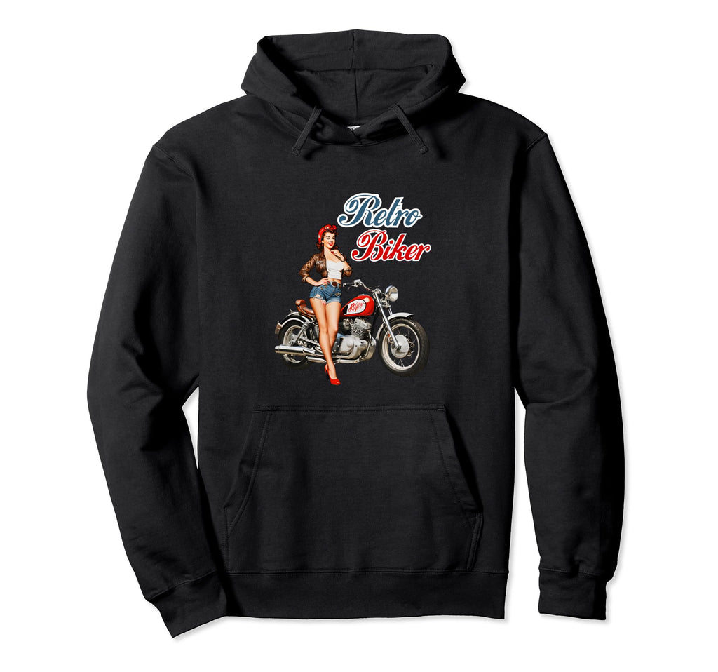 Biker Motorcycle Pin Up Hoodie - Graphic Print Men Women - T-Shirt, Sweatshirt, Hoodie