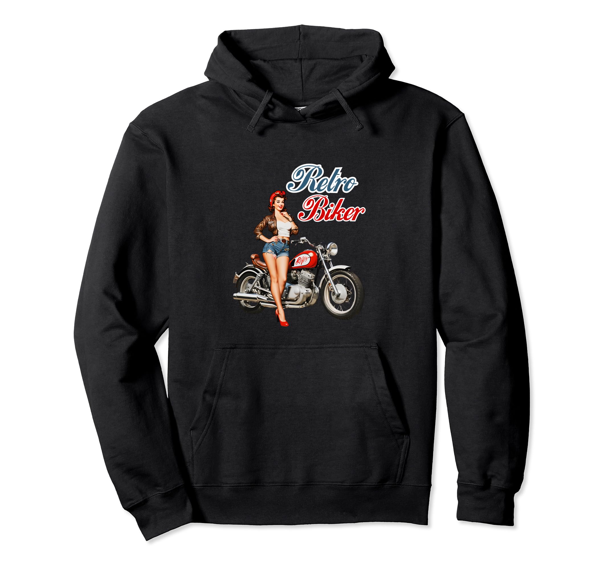 Biker Motorcycle Pin Up Hoodie - Graphic Print Men Women - T-Shirt, Sweatshirt, Hoodie