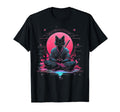 Synthwave Cat Samurai Mediation T-Shirt - Unique Graphic Men Women - T-Shirt, Sweatshirt, Hoodie