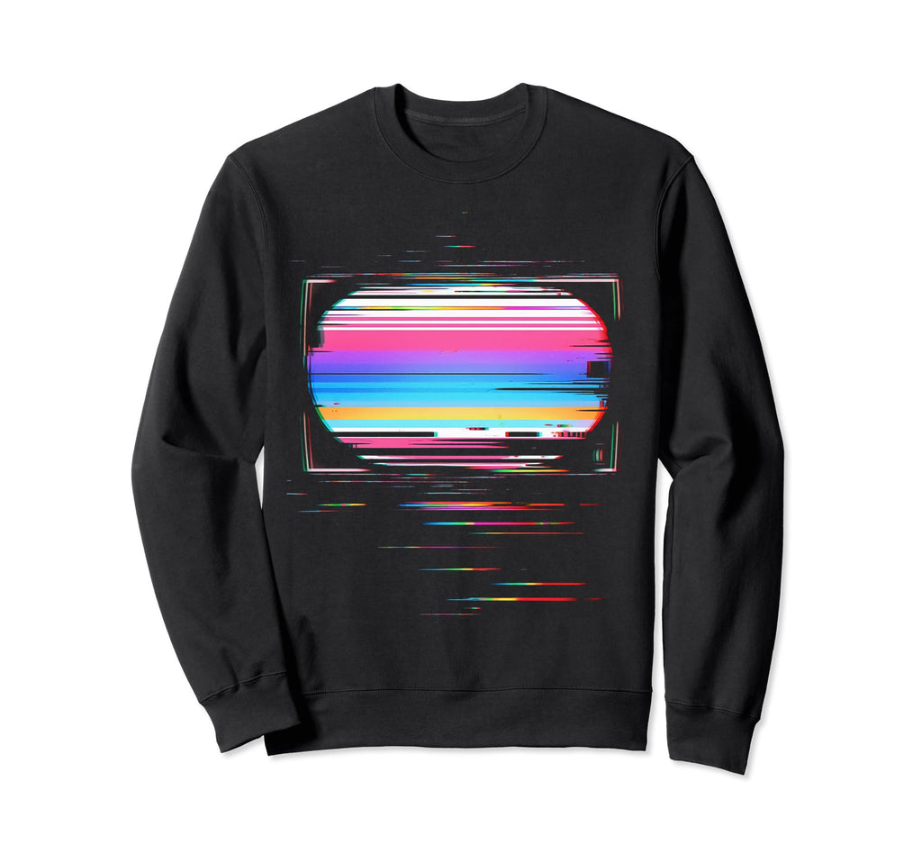 80S 90S Vaporwave Synthwave Tv Glitch Sweatshirt - Minimalist Print Unisex - T-Shirt, Sweatshirt, Hoodie