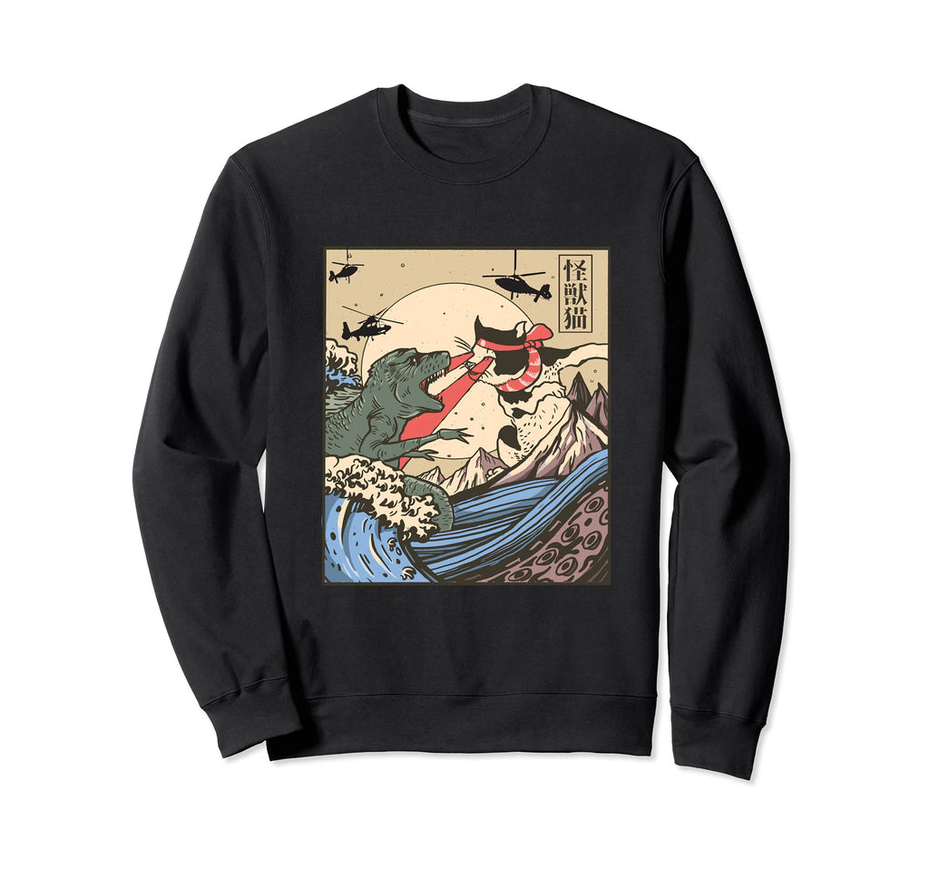 Catzilla Funny Kitten Cat Sweatshirt - Novelty Apparel for Adults - T-Shirt, Sweatshirt, Hoodie