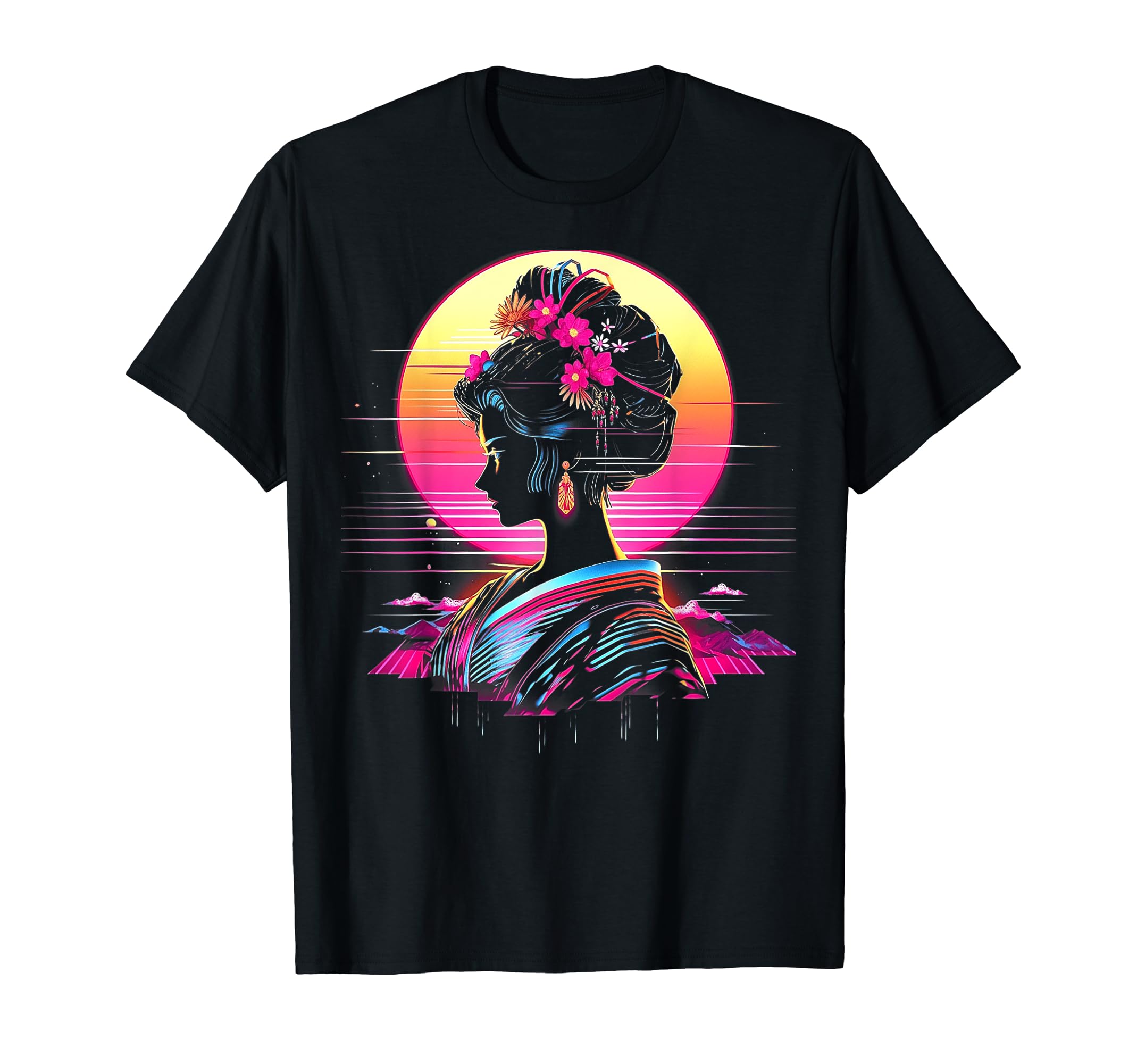 Vaporwave Geisha 80S Synthwave 21 T-Shirt - Trendy Graphic for Adults - T-Shirt, Sweatshirt, Hoodie