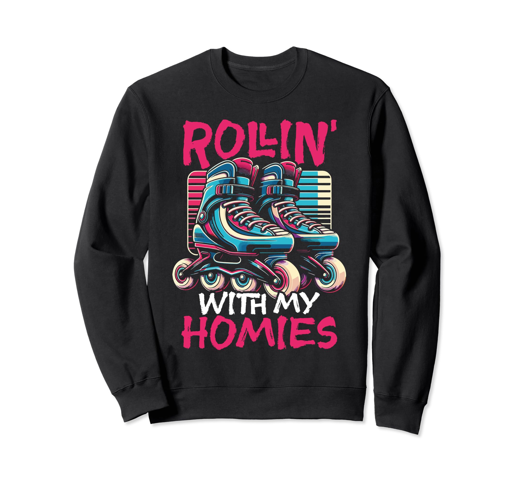 Rollin My Homies Disco Skating Sweatshirt - Aesthetic Graphic Men Women - T-Shirt, Sweatshirt, Hoodie