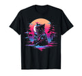 Synthwave Cat Samurai Mediation T-Shirt - Custom Art Print for Adults - T-Shirt, Sweatshirt, Hoodie